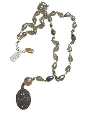 Rush by Denis & Charles Crystal Drop Statement Necklace - Champagne & Smoke